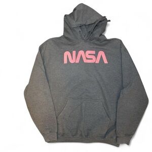 Tultex VTG 00s Unisex Grey NASA Sweatshirt Hoodie — LARGE